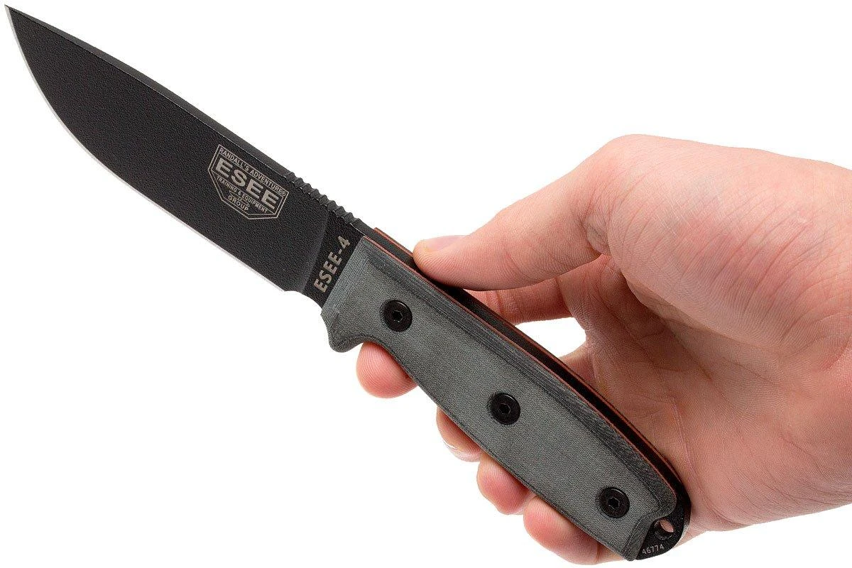 ESEE Model 4 Schwarze Klinge, Grauer Handgriff 4P-MB Inkl. Coyote Scheide + Clip Und MOLLE-back 8 ESEE Model 4 Schwarze Klinge, Grauer Handgriff 4P-MB Inkl. Coyote Scheide + Clip Und MOLLE-back – Bild 6
