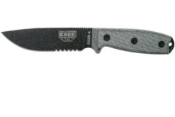 ESEE Model 4 Gezackte Klinge, Grauer Handgriff 4S-MB-B Mit Schwarzer Messerscheide + Clip Und MOLLE-back