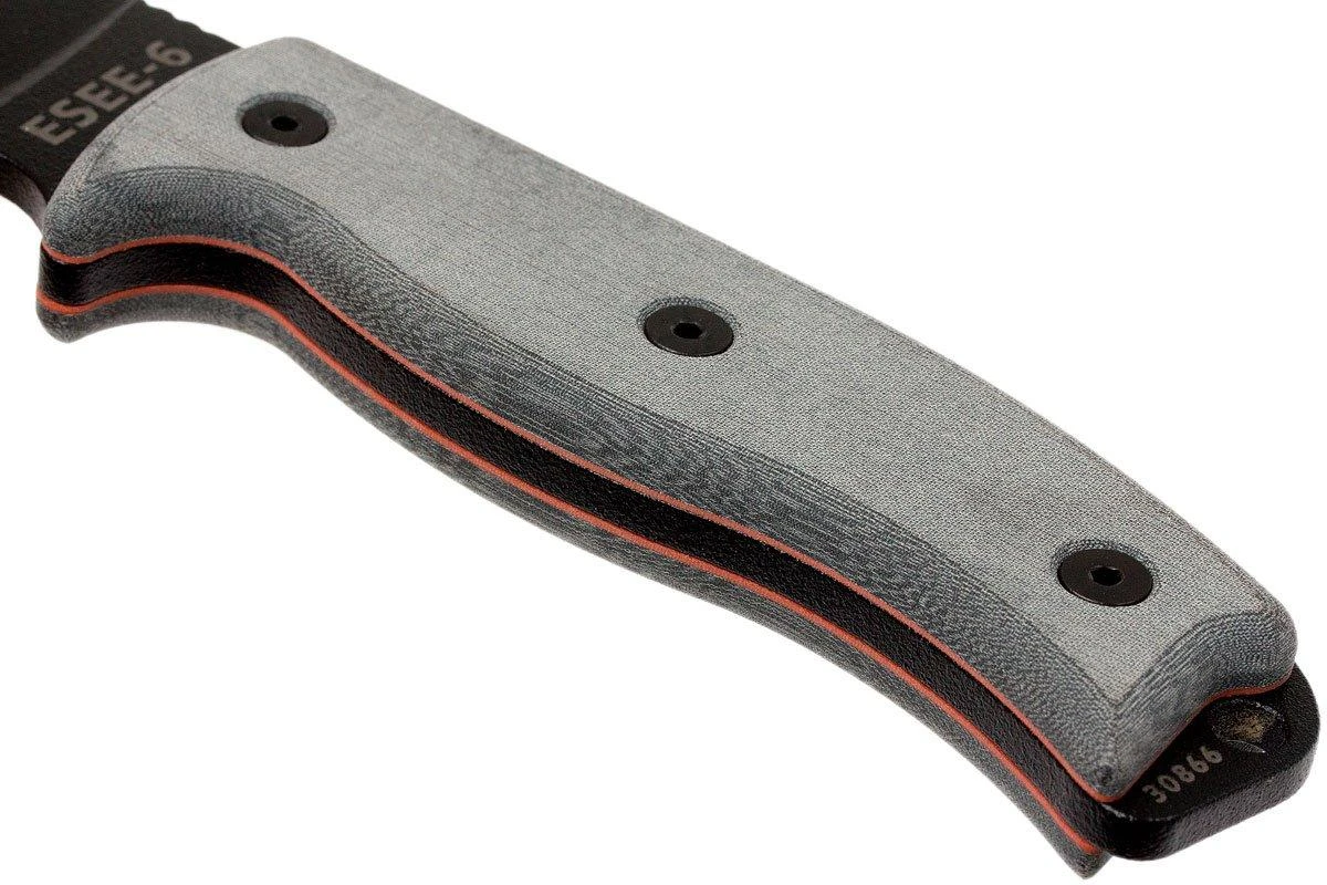 ESEE Model 6 Schwarze Klinge, Grauer Handgriff 6P-B Inkl. Schwarze Scheide + Gürtelclip 6 ESEE Model 6 Schwarze Klinge, Grauer Handgriff 6P-B Inkl. Schwarze Scheide + Gürtelclip – Bild 4