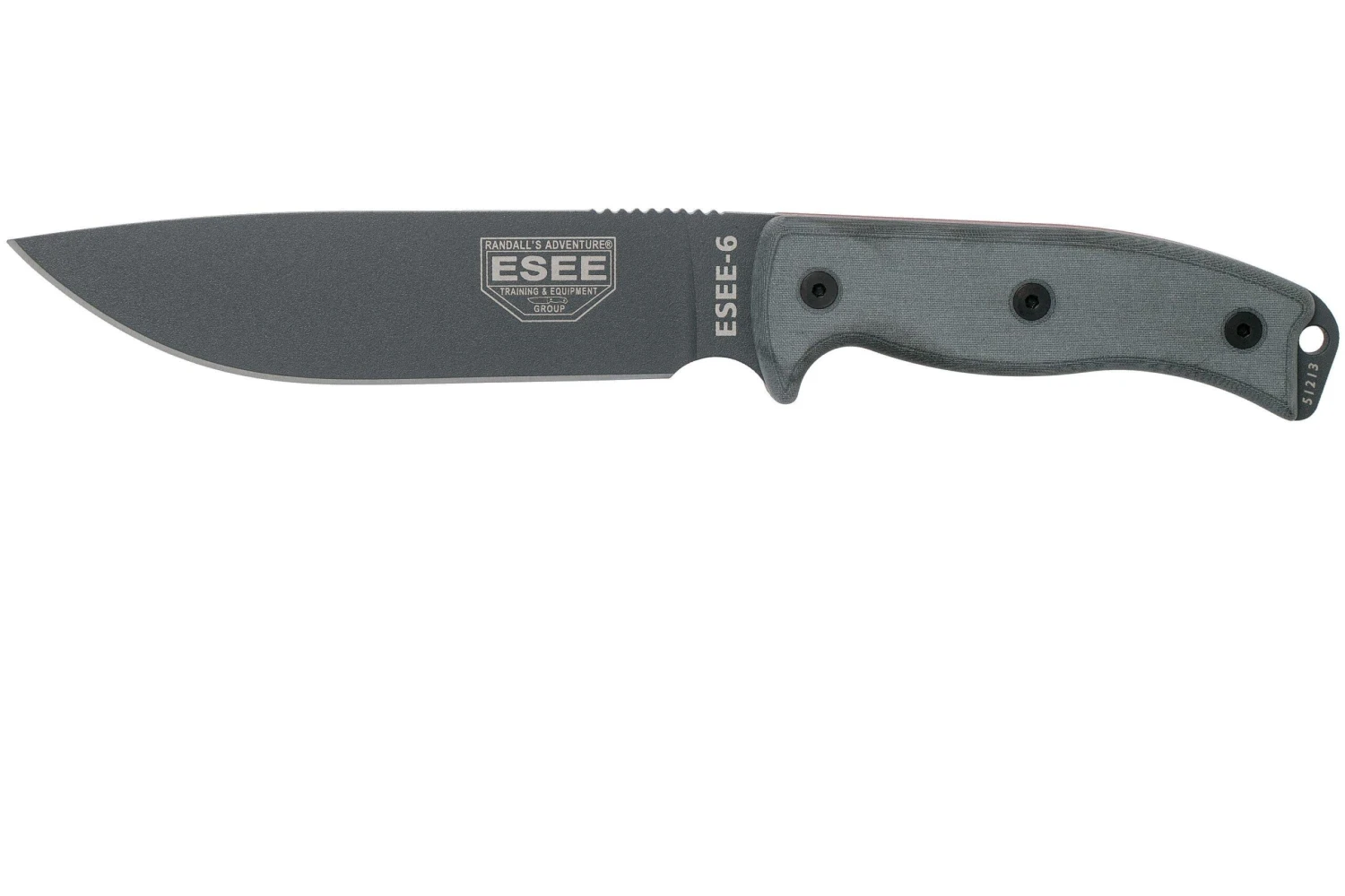 ESEE Model 6 Tactical Gunsmoke, Grauer Handgriff 6P-TG Mit Schwarzer Scheide + Gürtelclip