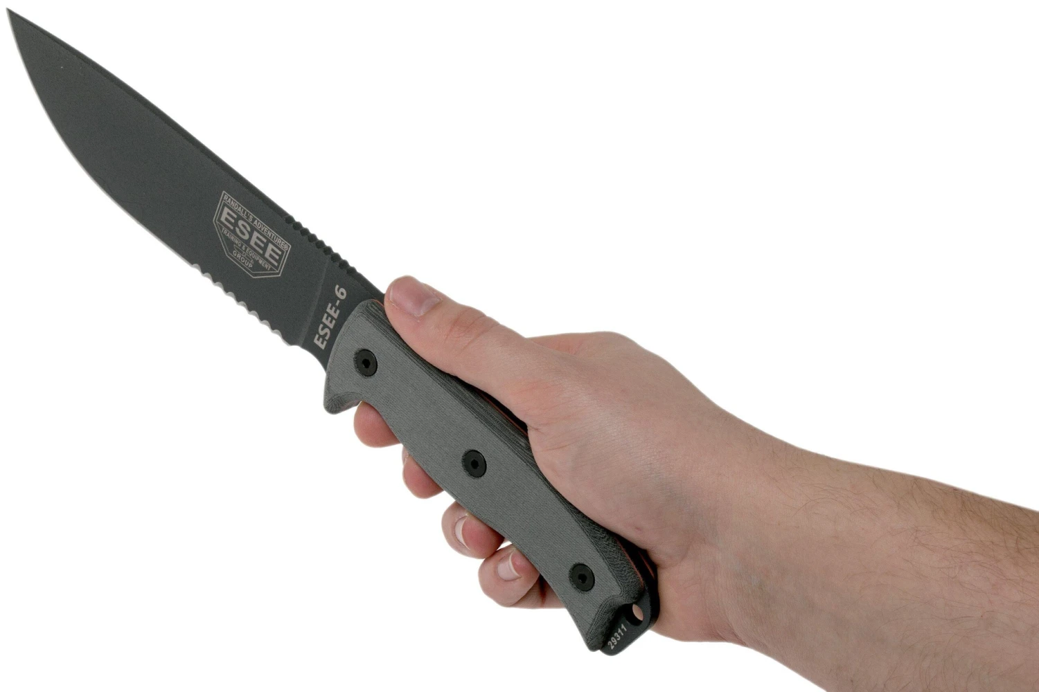 ESEE Model 6 Tactical Gunsmoke, Grauer Handgriff 6S-TG Mit Schwarzer Scheide + Gürtelclip 8 ESEE Model 6 Tactical Gunsmoke, Grauer Handgriff 6S-TG Mit Schwarzer Scheide + Gürtelclip – Bild 6