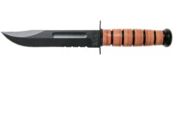 KA-BAR U.S. Army Knife 1219 Teils Wellenschliff, Feststehendes Messer, Lederscheide