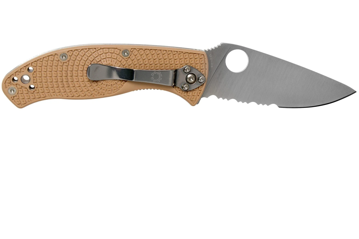 Spyderco Tenacious Lightweight C122PSTN FRN Taschenmesser Mit Teilwellenschliff, Tan 4 Spyderco Tenacious Lightweight C122PSTN FRN Taschenmesser Mit Teilwellenschliff, Tan – Bild 2