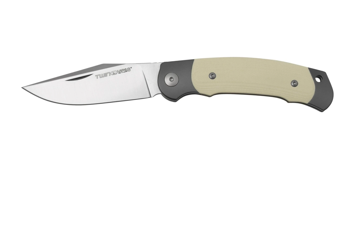 Viper Twin, V6002GI, Satin M390, Ivory G10 Taschenmesser, Fabrizio Silvestrelli Design 3 Viper Twin, V6002GI, Satin M390, Ivory G10 Taschenmesser, Fabrizio Silvestrelli Design