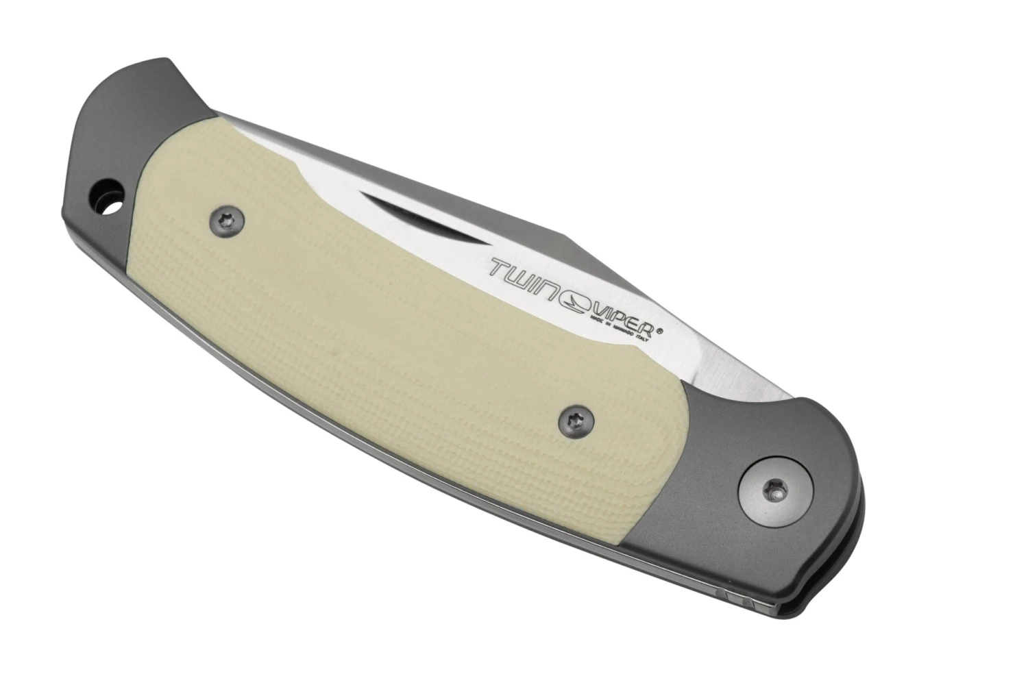 Viper Twin, V6002GI, Satin M390, Ivory G10 Taschenmesser, Fabrizio Silvestrelli Design 8 Viper Twin, V6002GI, Satin M390, Ivory G10 Taschenmesser, Fabrizio Silvestrelli Design – Bild 6